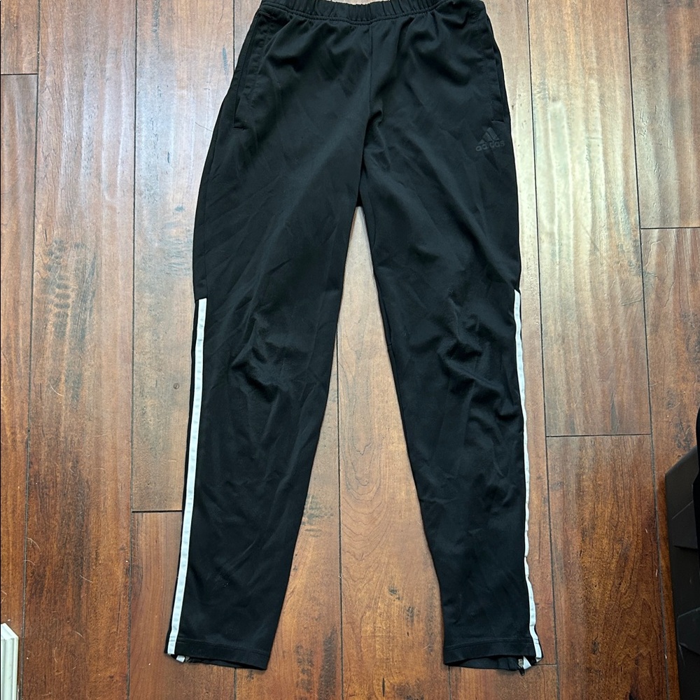 Adidas Black running  climalite Joggers with White Stripes -Small